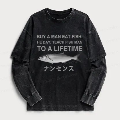 Tokyo-Tiger Funny To A Lifetime Washed Double Layer T-Shirt