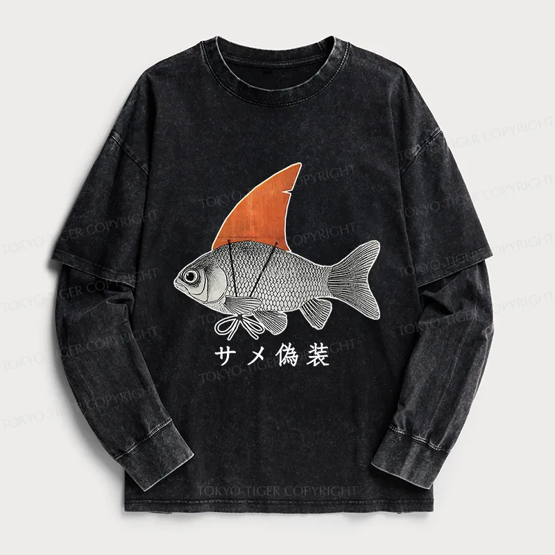 Tokyo-Tiger Fish Disguise Washed Double Layer T-Shirt