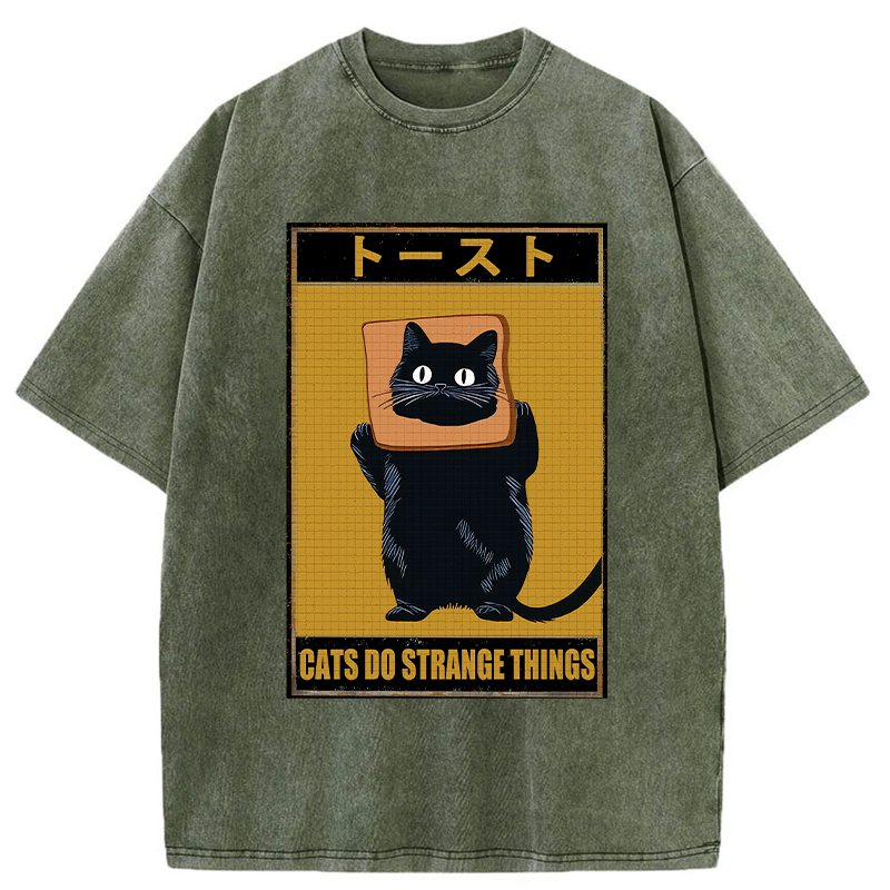 Tokyo-Tiger Toast Black Cat Washed T-Shirt