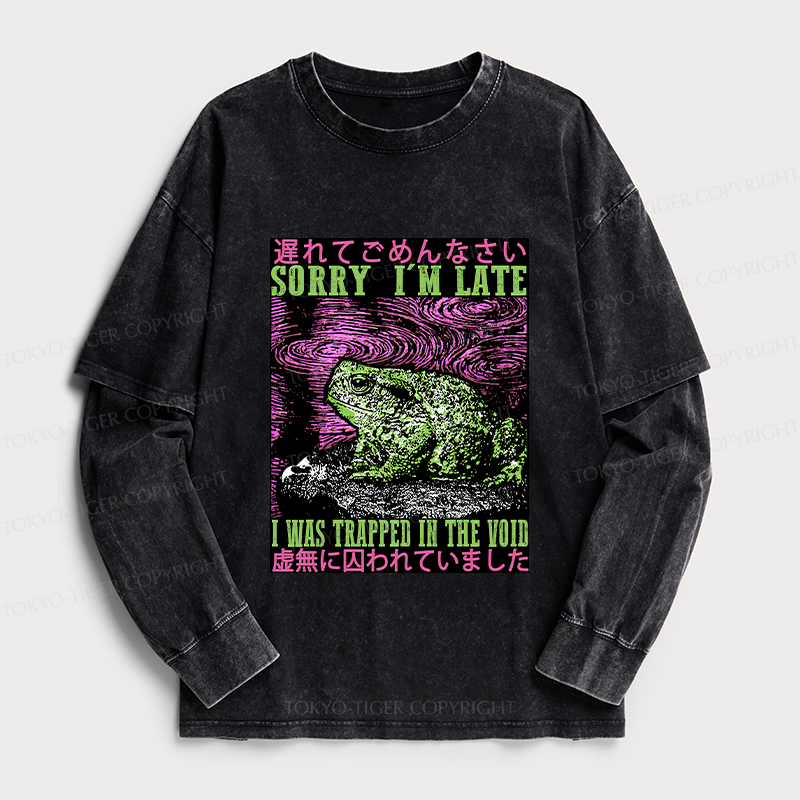 Tokyo-Tiger Frogs Trapped In The Void Washed Double Layer T-Shirt