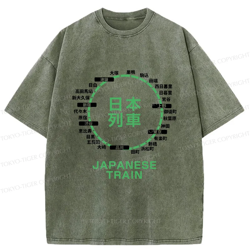 Tokyo-Tiger Japanese Train Stations Washed T-Shirt
