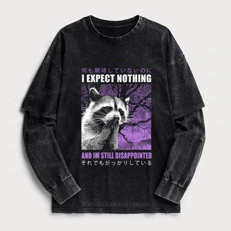 Tokyo-Tiger Disappointed Raccoon Japanese Washed Double Layer T-Shirt