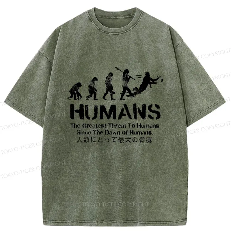 Tokyo-Tiger Greatest Threat To Humanity Washed T-Shirt