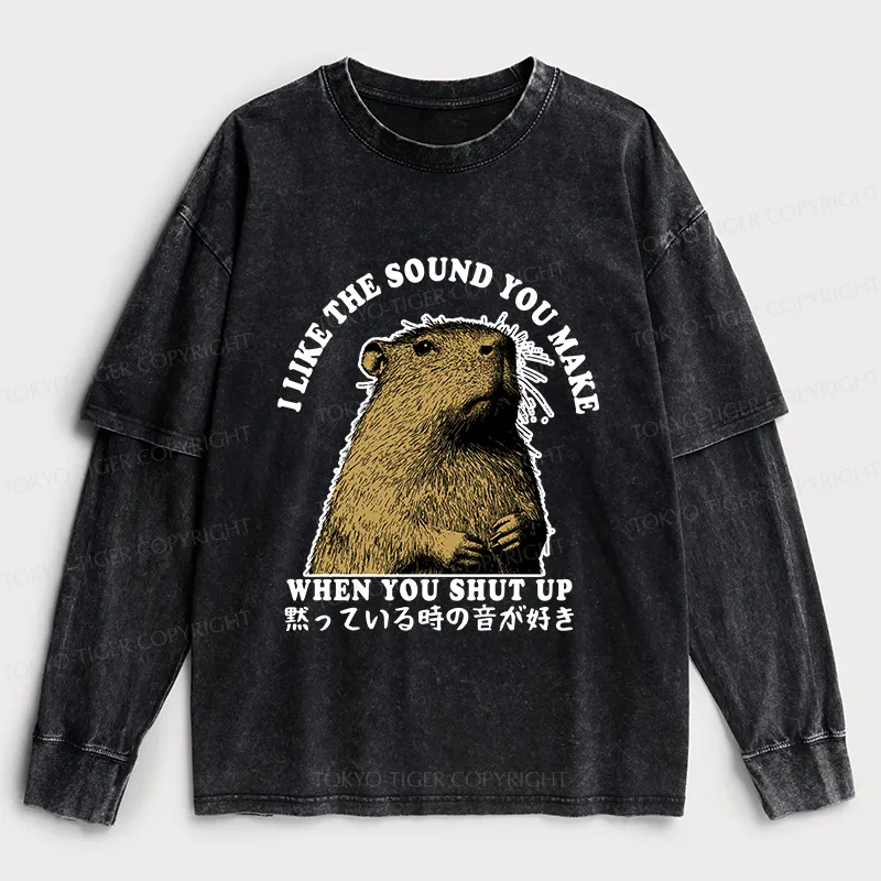 Tokyo-Tiger I Like The Sound Of Silence Washed Double Layer T-Shirt