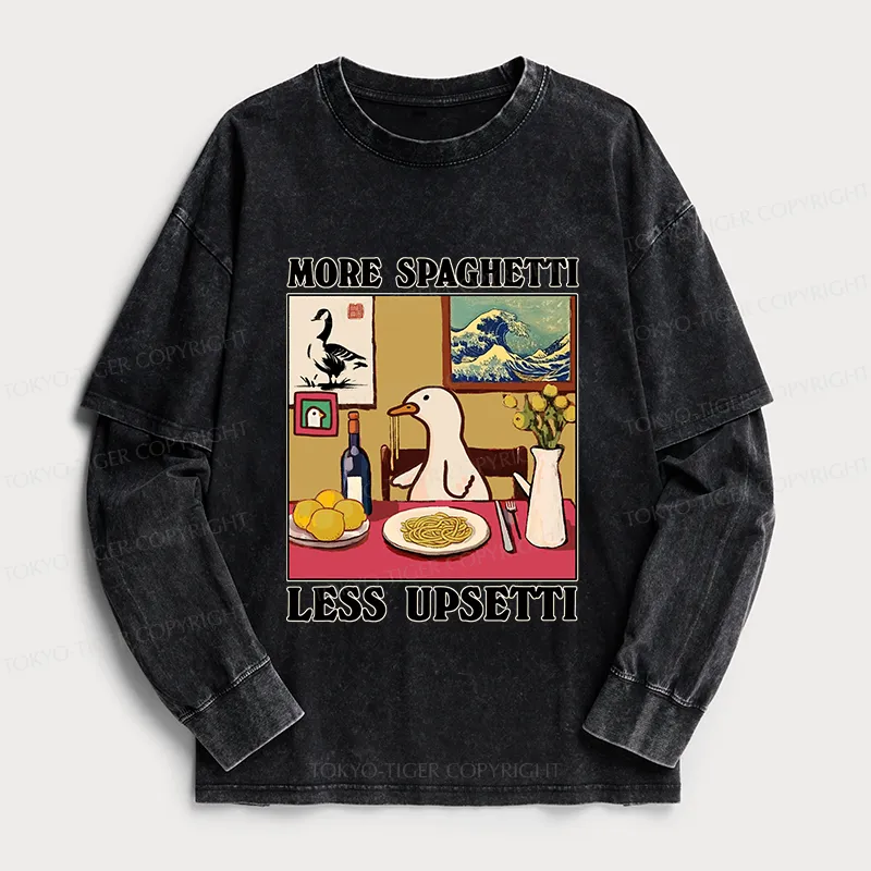 Tokyo-Tiger More Spaghetti Less Upsetti Goose Washed Double Layer T-Sh
