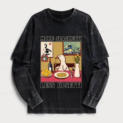 Tokyo-Tiger More Spaghetti Less Upsetti Goose Washed Double Layer T-Shirt