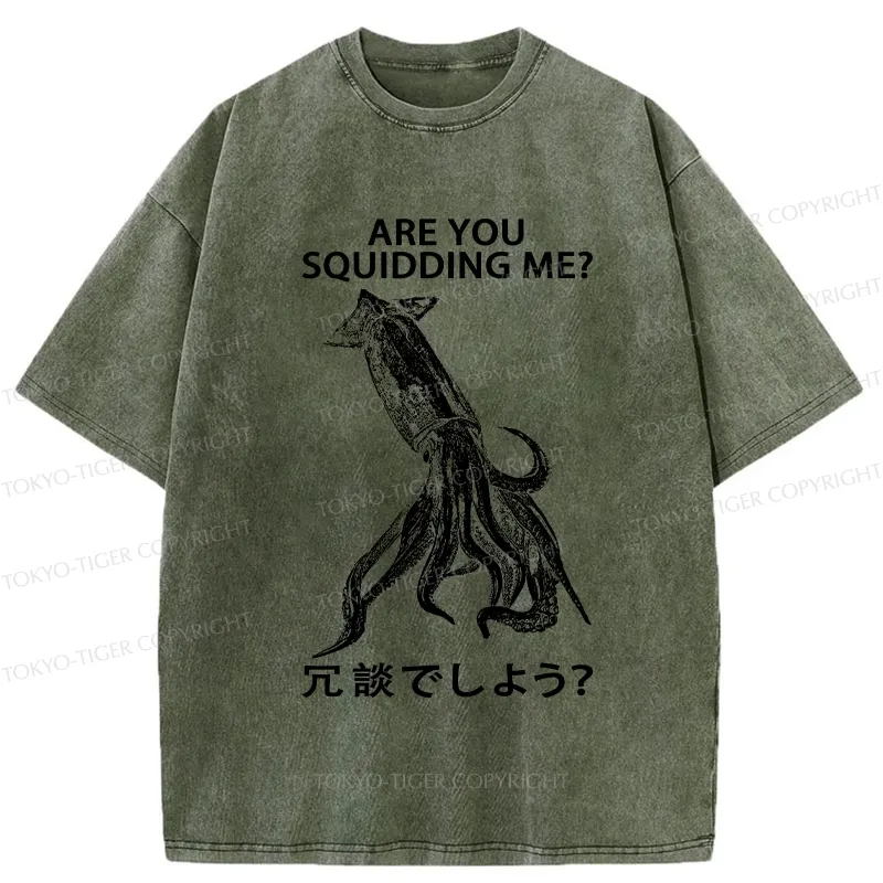 Tokyo-Tiger Are You Squidding Me? Washed T-Shirt