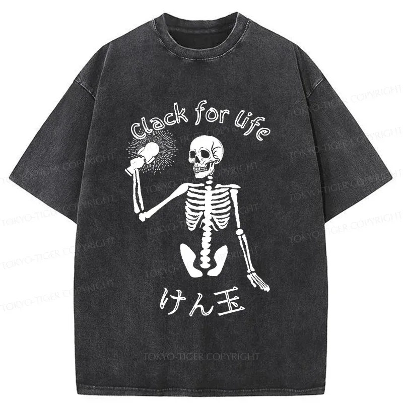 Tokyo-Tiger Skeleton Playing Kendama Washed T-Shirt