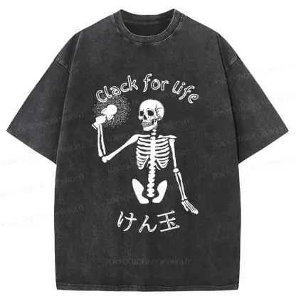 Tokyo-Tiger Skeleton Playing Kendama Washed T-Shirt