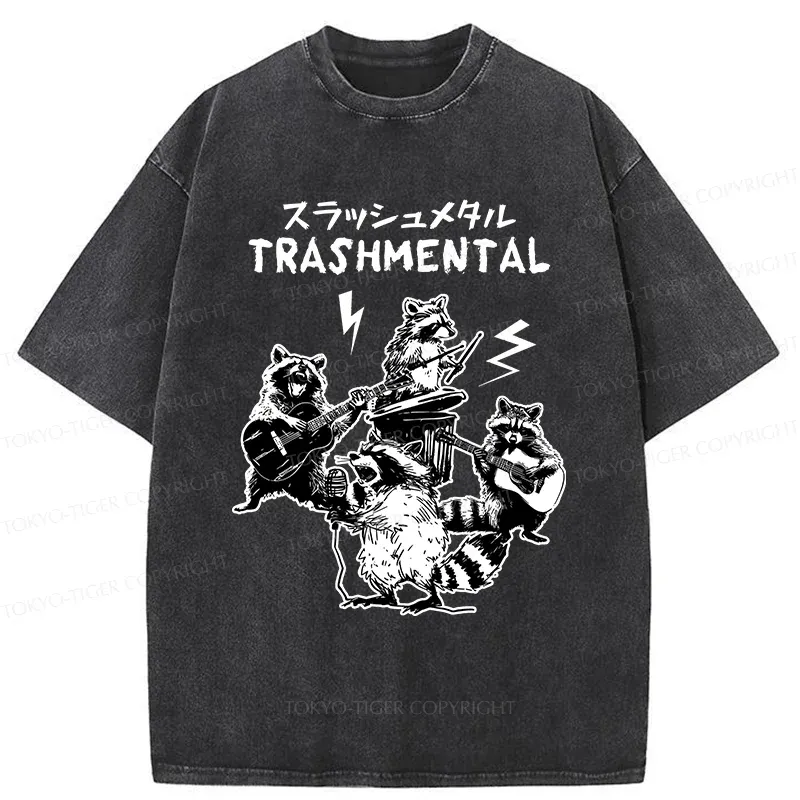 Tokyo-Tiger Trash Metal Band Washed T-Shirt