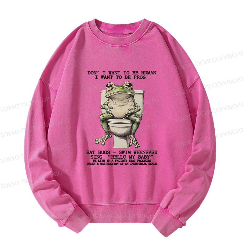 Tokyo-Tiger I Just Want To Be A Frog Washed Sweatshirt