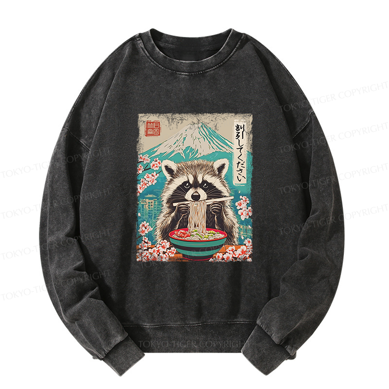Tokyo-Tiger Please Give Raccoon A Discount Washed Sweatshirt