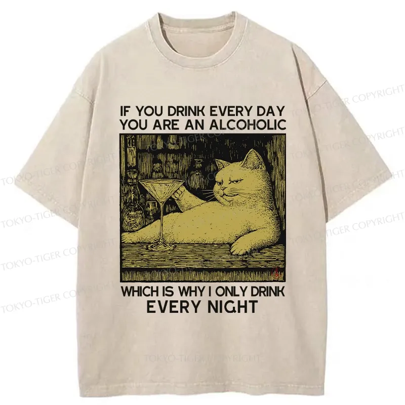 Tokyo-Tiger That's Why I Only Drink At Night Washed T-Shirt