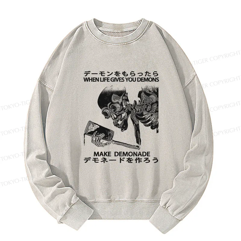 Tokyo-Tiger Make Demonade Funny Washed Sweatshirt