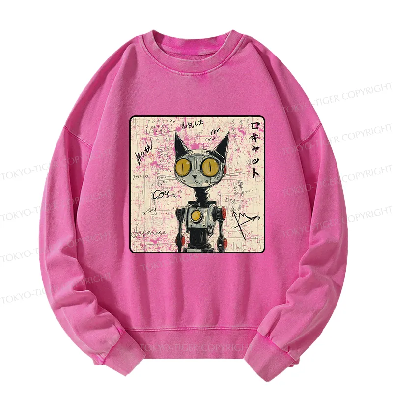 Tokyo-Tiger Robot Cat Washed Sweatshirt