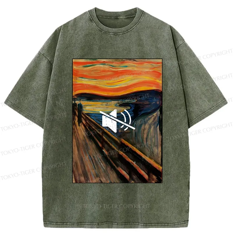 Tokyo-Tiger Funny Banning The Scream Washed T-Shirt