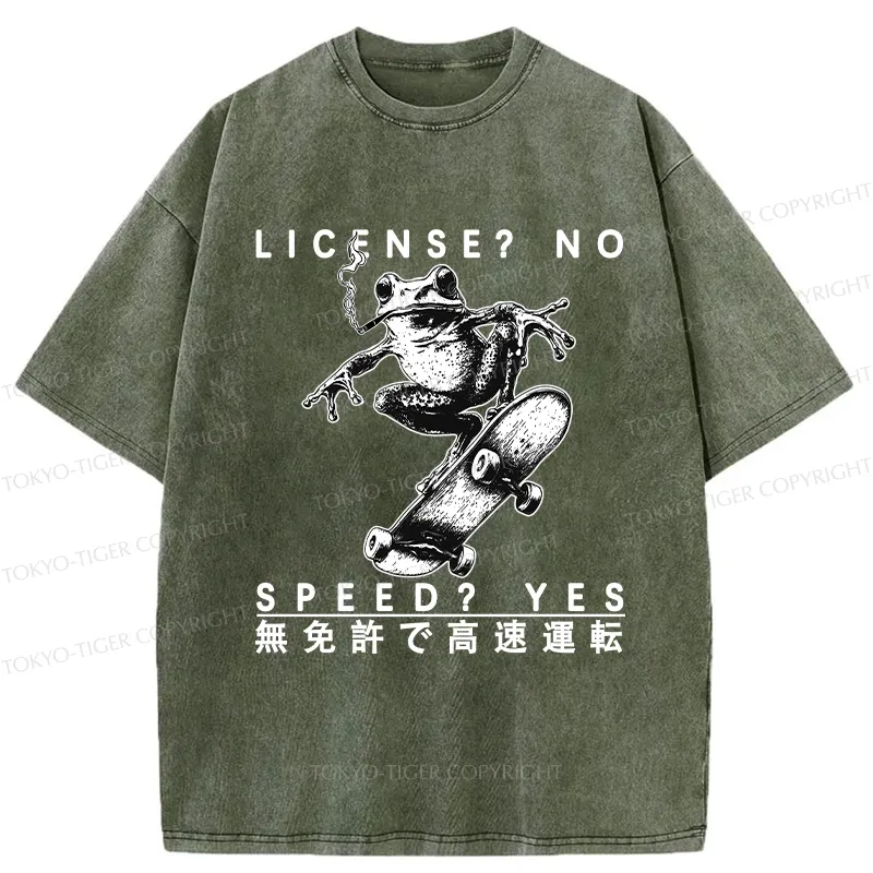 Tokyo-Tiger License? No Speed? Yes Washed T-Shirt