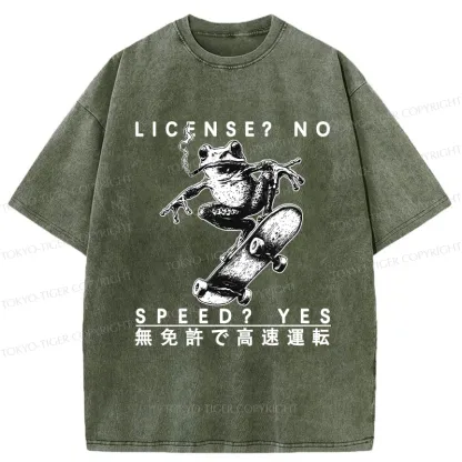 Tokyo-Tiger License? No Speed? Yes Washed T-Shirt