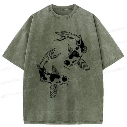 Tokyo-Tiger Two Beautiful Koi Washed T-Shirt