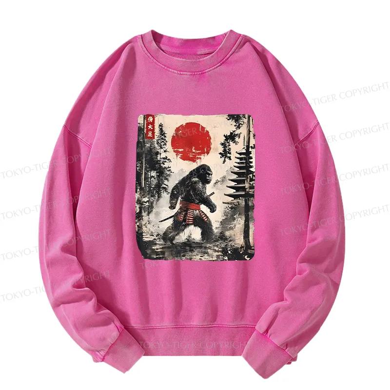Tokyo-Tiger Japanese Samurai Bigfoot Washed Sweatshirt