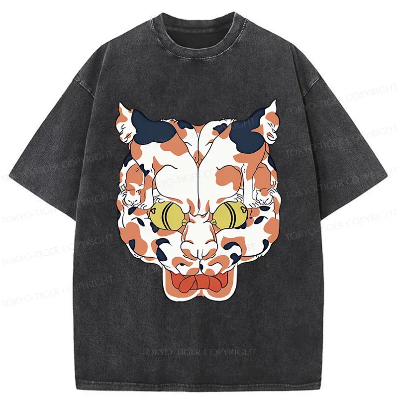 Tokyo-Tiger Complex Retro Cat Washed T-Shirt