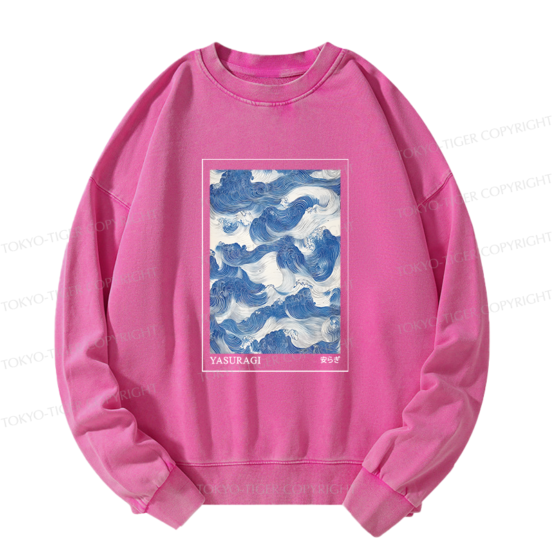 Tokyo-Tiger Japanese Retro Art Wave Washed Sweatshirt