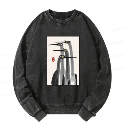 Tokyo-Tiger Japanese Crane Poster Washed Sweatshirt