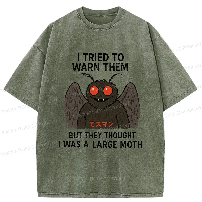 Tokyo-Tiger Funny Mothman Washed T-Shirt