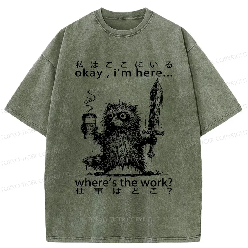 Tokyo-Tiger Raccoon Ready To Work Washed T-Shirt