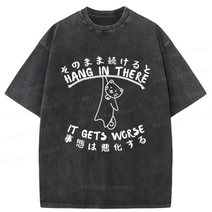 Tokyo-Tiger Cat In Danger Kanji Washed T-Shirt