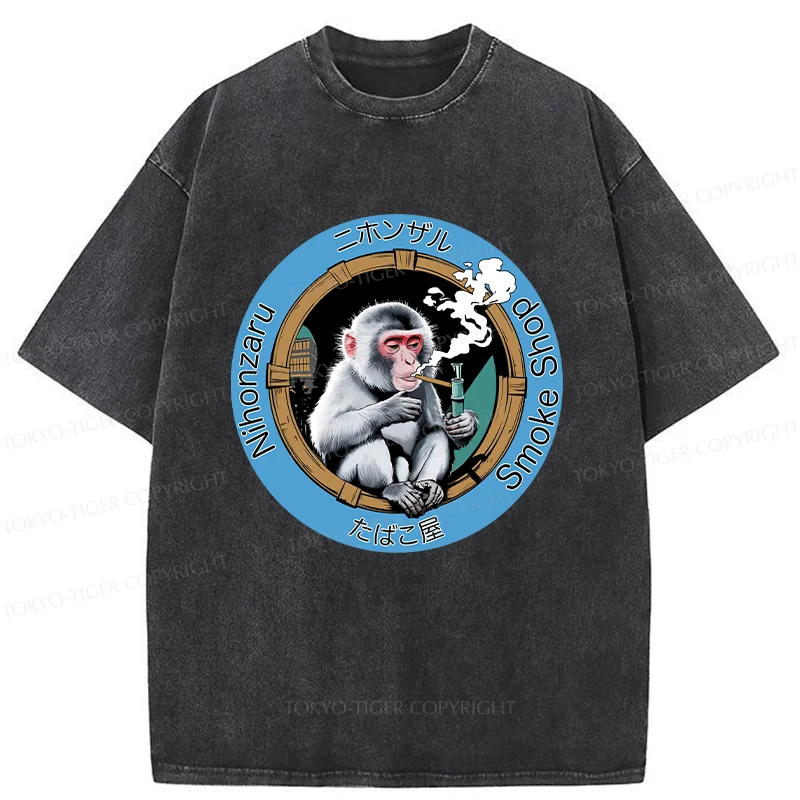 Tokyo-Tiger Funny Japanese Monkey Washed T-Shirt