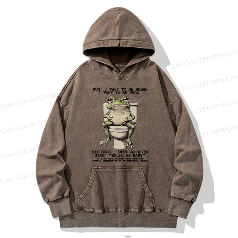 Tokyo-Tiger I Just Want To Be A Frog Washed Hoodie