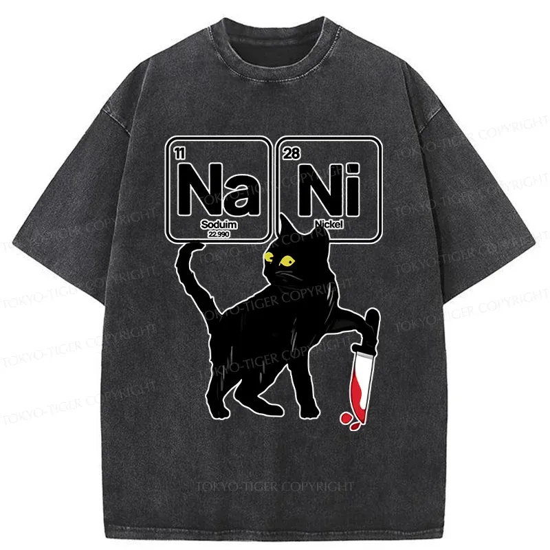 Tokyo-Tiger Cat With Question Washed T-Shirt