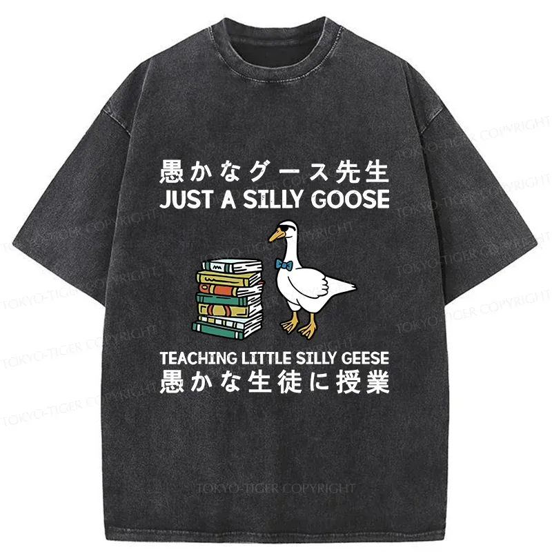 Tokyo-Tiger Stupid Goose Professor Washed T-Shirt