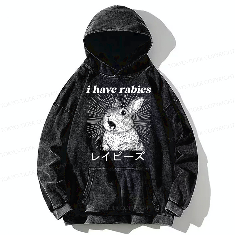 Tokyo-Tiger Funny Rabbit Washed Hoodie