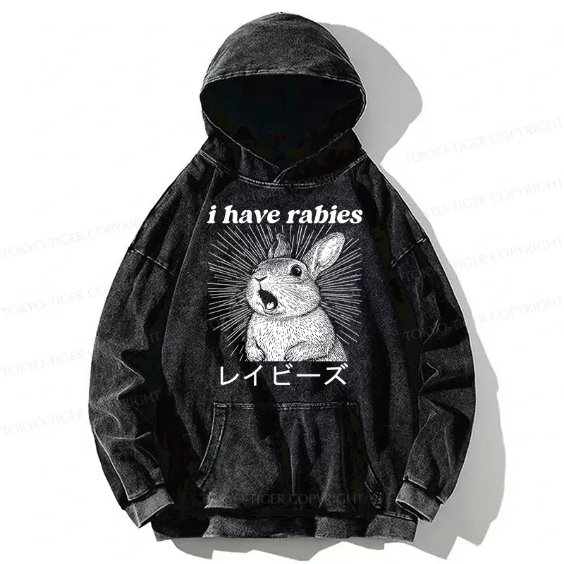 Tokyo-Tiger Funny Rabbit Washed Hoodie