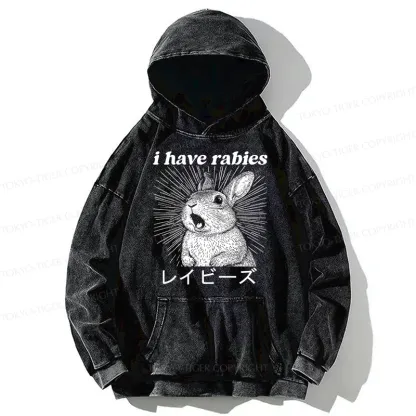 Tokyo-Tiger Funny Rabbit Washed Hoodie