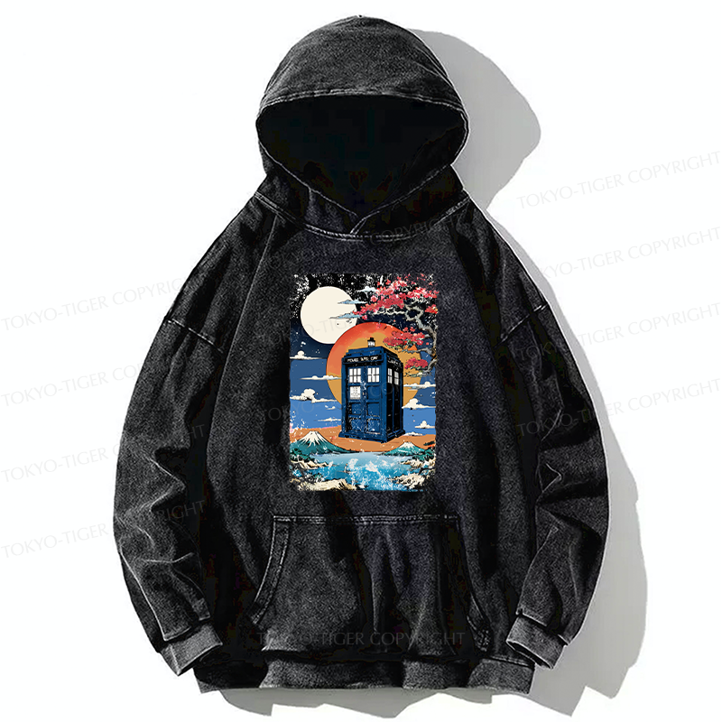 Tokyo-Tiger Tardis Under The Moonlight Washed Hoodie