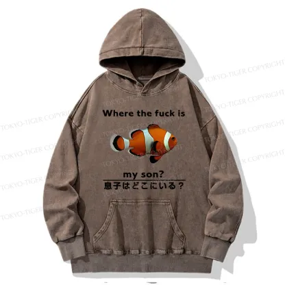 Tokyo-Tiger Fish Looking For Son Washed Hoodie