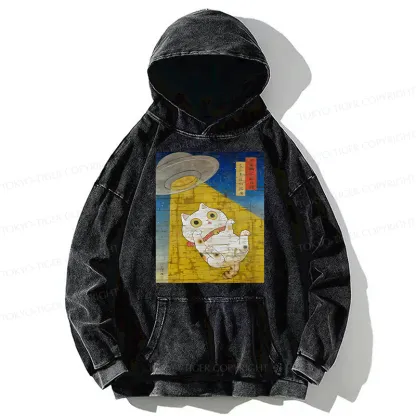 Tokyo-Tiger Funny Meow-FO Kidnapping Cat Washed Hoodie