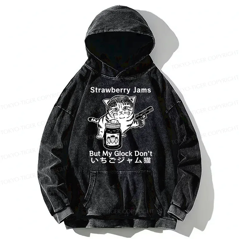 Tokyo-Tiger Strawberry Jam Cat Washed Hoodie