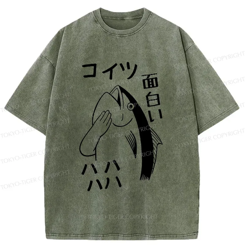 Tokyo-Tiger Teasing Fishman Washed T-Shirt