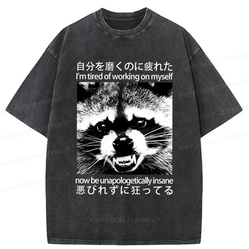 Tokyo-Tiger Unapologetically Insane Raccoon Washed T-Shirt