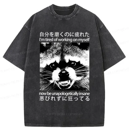 Tokyo-Tiger Unapologetically Insane Raccoon Washed T-Shirt