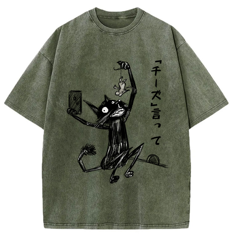 Tokyo-Tiger Say "Cheese" Washed T-Shirt