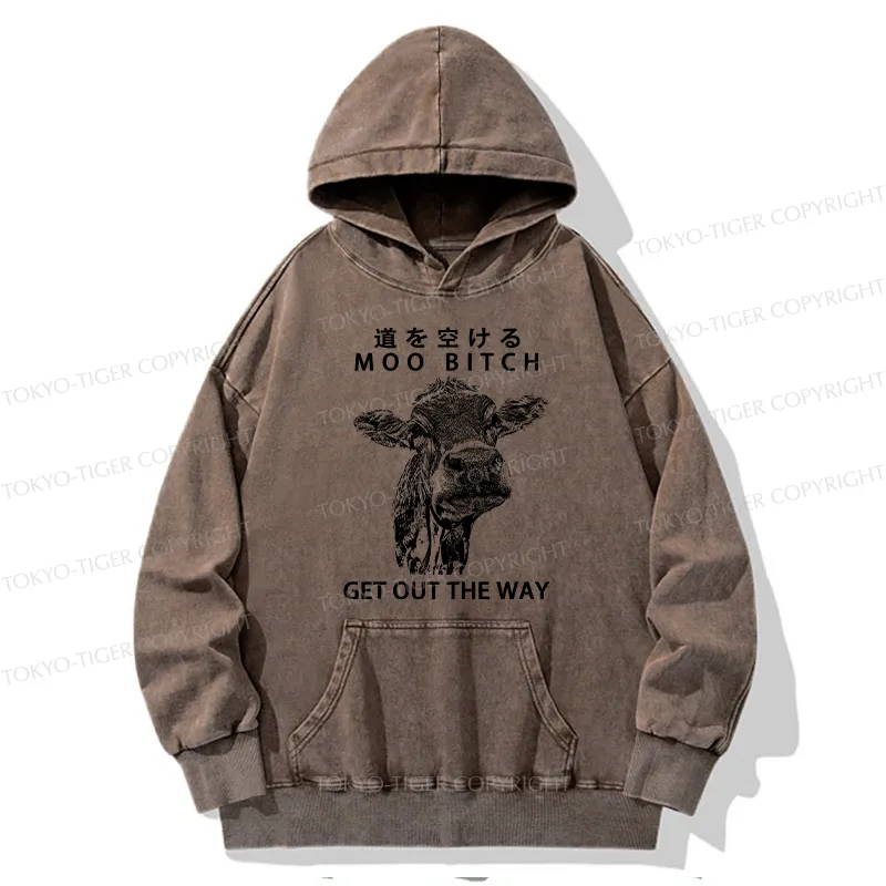 Tokyo-Tiger Funny Cow Washed Hoodie