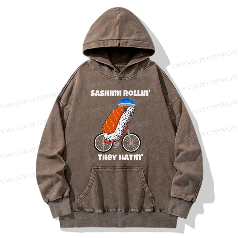 Tokyo-Tiger Sashimi Rollin' They Hatin' Washed Hoodie