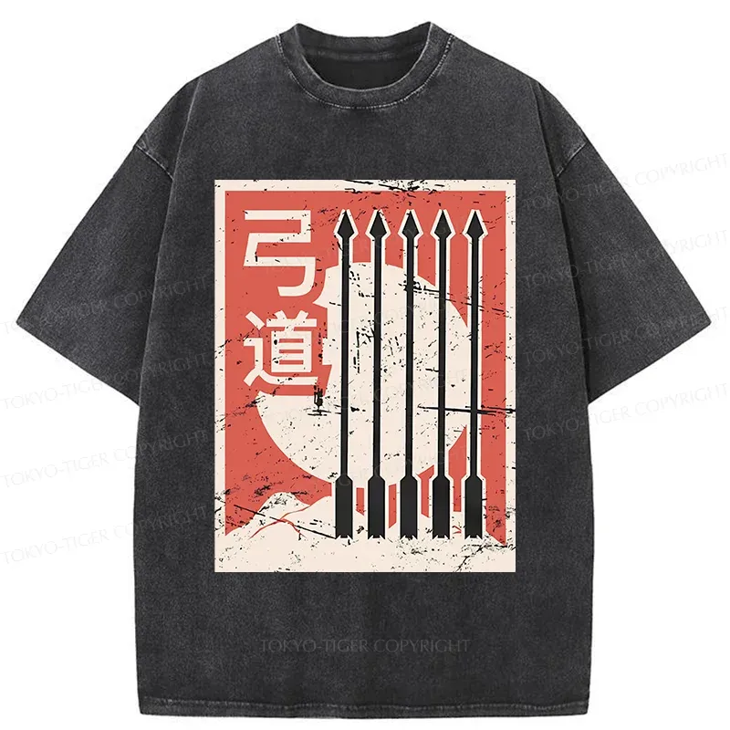 Tokyo-Tiger Retro Japanese Archery Washed T-Shirt