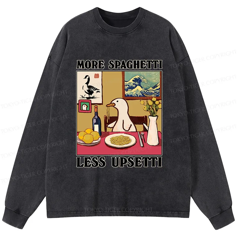 Tokyo-Tiger More Spaghetti Less Upsetti Goose Washed Long Sleeve T-Shirt