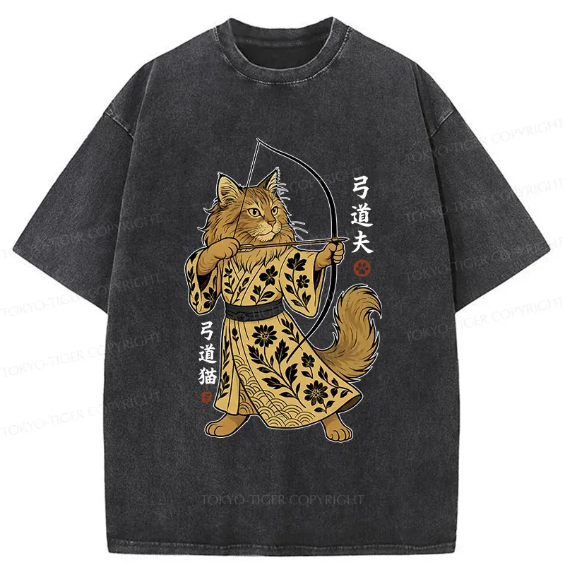 Tokyo-Tiger Archery Cat Washed T-Shirt